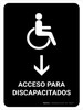 Handicapped Access With Down Arrow Black Spanish Portrait - Wall Sign