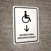 Handicapped Access With Down Arrow White Spanish Portrait - Wall Sign