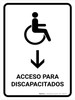 Handicapped Access With Down Arrow White Spanish Portrait - Wall Sign