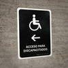 Handicapped Access With Left Arrow Black Spanish Portrait - Wall Sign