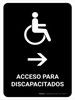Handicapped Access With Right Arrow Black Spanish Portrait - Wall Sign