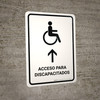 Handicapped Access With Up Arrow White Spanish Portrait - Wall Sign