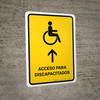 Handicapped Access With Up Arrow Yellow Spanish Portrait - Wall Sign Handicapped Access With Up Arrow Yellow Spanish Portrait - Wall Sign