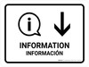 Information With Down Arrow White Bilingual Spanish Landscape - Wall Sign Information With Down Arrow White Bilingual Spanish Landscape - Wall Sign