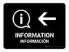 Information With Left Arrow Black Bilingual Spanish Landscape - Wall Sign