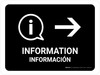 Information With Right Arrow Black Bilingual Spanish Landscape - Wall Sign