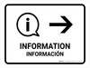 Information With Right Arrow White Bilingual Landscape - Wall Sign