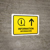 Information With Up Arrow Yellow Bilingual Spanish Landscape - Wall Sign