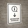 Information With Down Arrow White Bilingual Spanish Portrait - Wall Sign