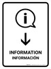 Information With Down Arrow White Bilingual Spanish Portrait - Wall Sign