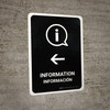 Information With Left Arrow Black Bilingual Portrait - Wall Sign Information With Left Arrow Black Bilingual Portrait - Wall Sign
