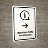 Information With Right Arrow White Bilingual Portrait - Wall Sign