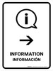 Information With Right Arrow White Bilingual Portrait - Wall Sign