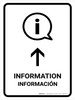 Information With Up Arrow White Bilingual Spanish Portrait - Wall Sign