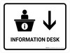 Information With Down Arrow White Portrait - Wall Sign