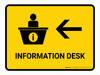 Information With Left Arrow Yellow Portrait - Wall Sign