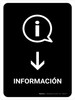 Information With Down Arrow Black Spanish Portrait - Wall Sign