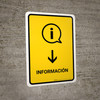 Information With Down Arrow Yellow Spanish Portrait - Wall Sign