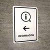 Information With Left Arrow White Spanish Portrait - Wall Sign