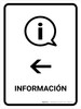 Information With Left Arrow White Spanish Portrait - Wall Sign