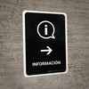 Information With Right Arrow Black Spanish Portrait - Wall Sign Information With Right Arrow Black Spanish Portrait - Wall Sign