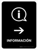 Information With Right Arrow Black Spanish Portrait - Wall Sign Information With Right Arrow Black Spanish Portrait - Wall Sign