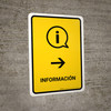 Information With Right Arrow Yellow Spanish Portrait - Wall Sign