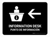 Information Desk With Left Arrow Black Bilingual Spanish Landscape - Wall Sign