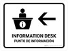 Information Desk With Left Arrow White Bilingual Spanish Landscape - Wall Sign