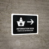 Information Desk With Right Arrow Black Bilingual Spanish Landscape - Wall Sign