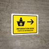 Information Desk With Right Arrow Yellow Bilingual Spanish Landscape - Wall Sign