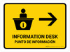 Information Desk With Right Arrow Yellow Bilingual Spanish Landscape - Wall Sign