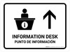 Information Desk With Up Arrow White Bilingual Spanish Landscape - Wall Sign