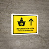Information Desk With Up Arrow Yellow Bilingual Spanish Landscape - Wall Sign