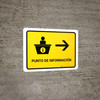 Information Desk With Right Arrow Yellow Spanish Landscape - Wall Sign Information Desk With Right Arrow Yellow Spanish Landscape - Wall Sign