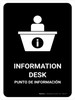 Information Desk Black Bilingual Spanish Portrait - Wall Sign