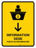 Information Desk With Down Arrow Yellow Bilingual Spanish Portrait - Wall Sign