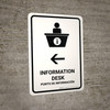 Information Desk With Left Arrow White Bilingual Spanish Portrait - Wall Sign