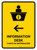 Information Desk With Left Arrow Yellow Bilingual Spanish Portrait - Wall Sign