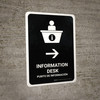 Information Desk With Right Arrow Black Bilingual Spanish Portrait - Wall Sign