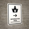 Information Desk With Right Arrow White Bilingual Spanish Portrait - Wall Sign