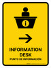 Information Desk With Right Arrow Yellow Bilingual Spanish Portrait - Wall Sign