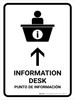 Information Desk With Up Arrow White Bilingual Spanish Portrait - Wall Sign