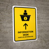Information Desk With Up Arrow Yellow Bilingual Spanish Portrait - Wall Sign
