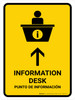 Information Desk With Up Arrow Yellow Bilingual Spanish Portrait - Wall Sign