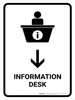 Information Desk With Down Arrow White Portrait - Wall Sign