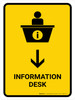 Information Desk With Down Arrow Yellow Portrait - Wall Sign