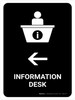 Information Desk With Left Arrow Black Portrait - Wall Sign