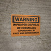 Caution: Improper Disposal of Chemicals - Wall Sign