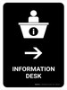 Information Desk With Right Arrow Black Portrait - Wall Sign